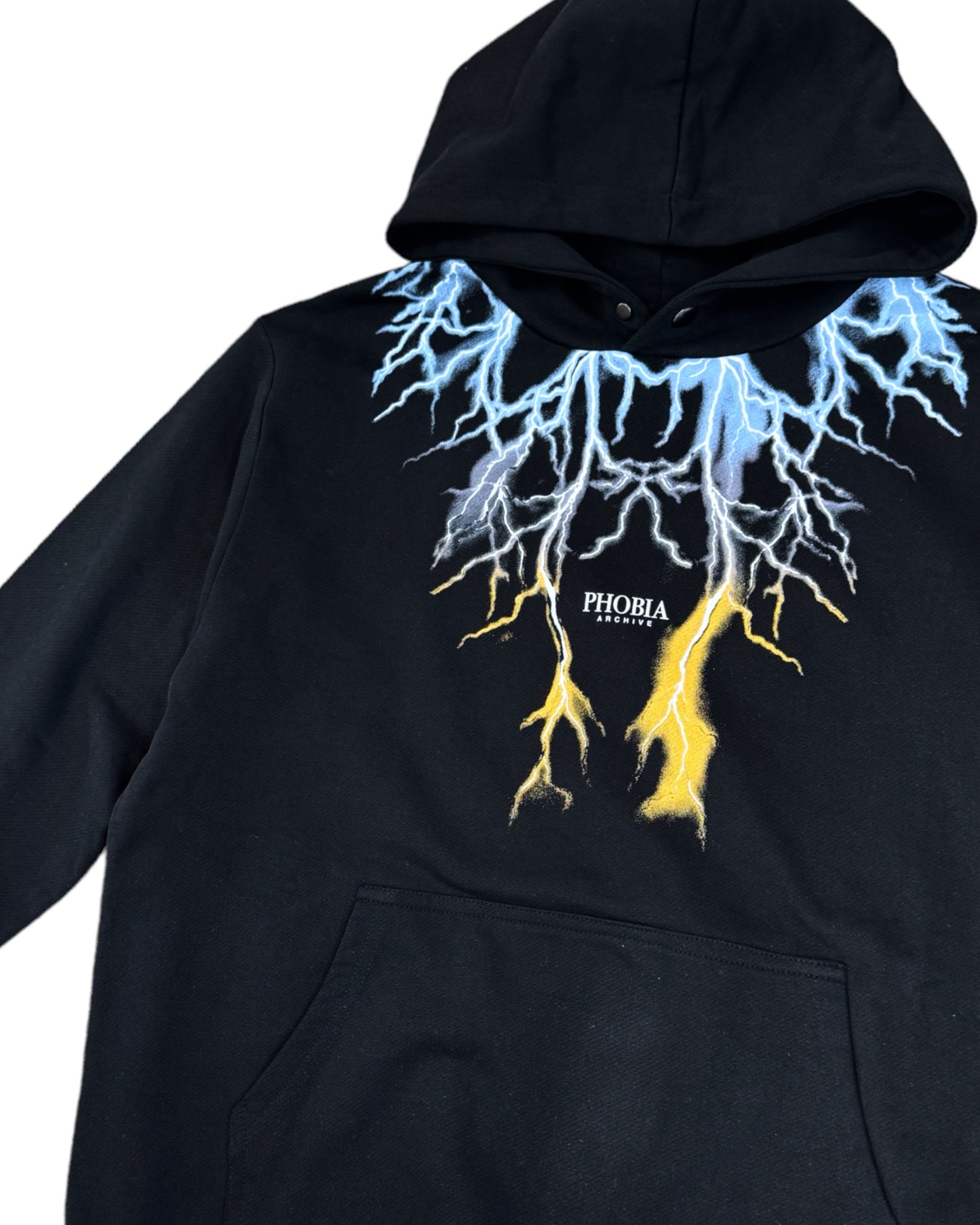 Phobia Felpa Cappuccio Fulmini Blu e Gialli