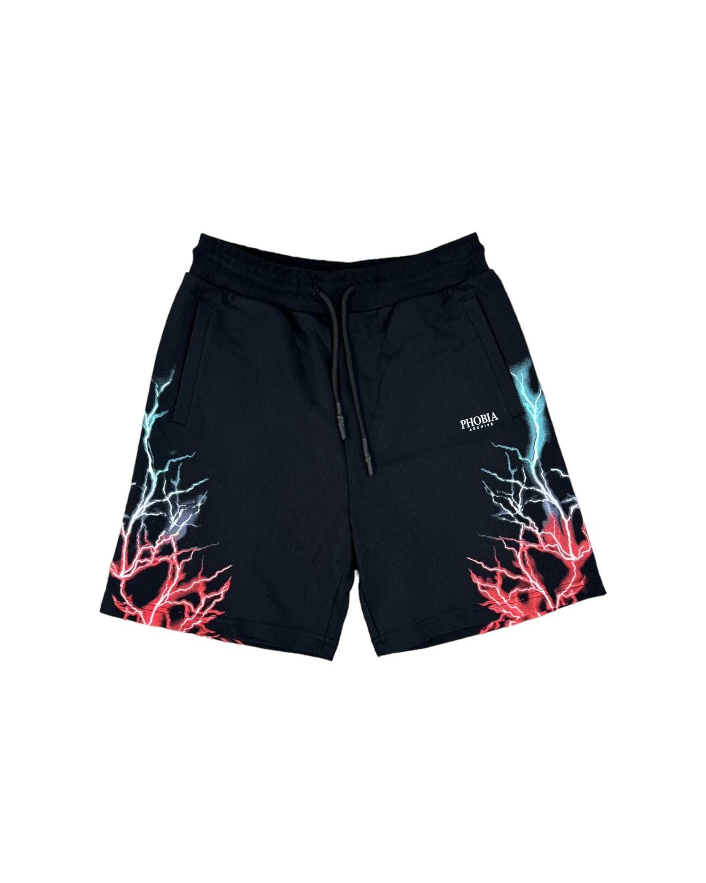 Phobia Shorts Nero con Fulmini Blu e Rossi