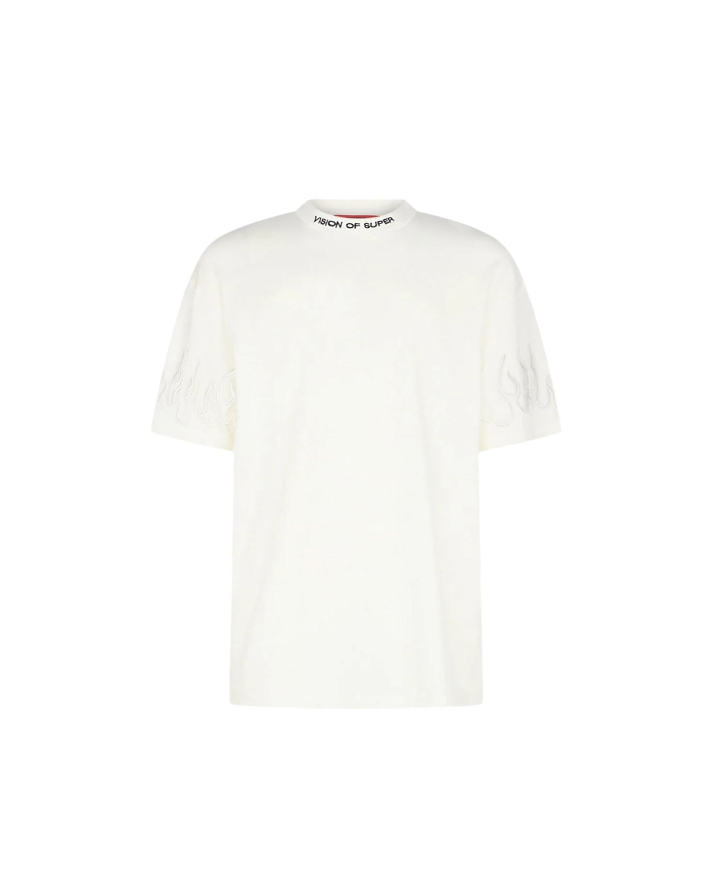 Vision of Super T-Shirt Con Fiamme Bianche Ricamate