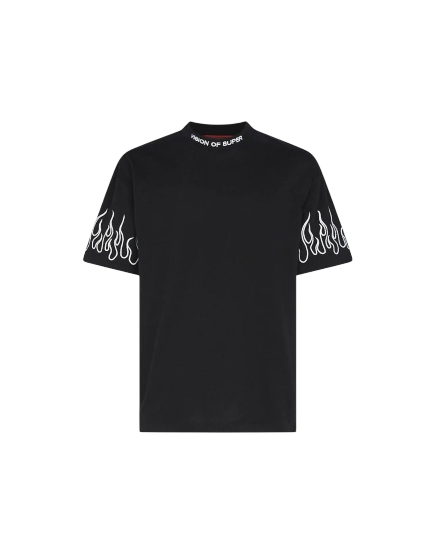 Vision of Super T-Shirt Con Fiamme Bianche Ricamate