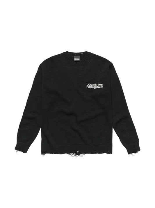 Comme Des Fuckdown Maglione Logo Intarsio con Rotture