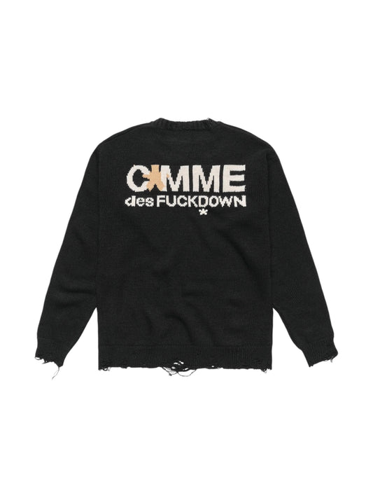 Comme Des Fuckdown Maglione Logo Intarsio con Rotture